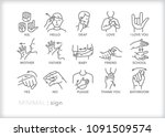 set of 15 minimal american sign ... | Shutterstock .eps vector #1091509574