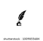 inkwell and feather pen logo... | Shutterstock .eps vector #1009855684
