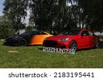 Small photo of MOSCOW, RUSSIA - JULY 23, 2021: Car. Automobile on street of Moscow city, Russia. Unusual tuning car. Custom car, customized cars. Tuning auto, cars at Tuning Open Fest in Moscow. Custom paint cars