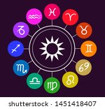 vector zodiac circle. bright... | Shutterstock .eps vector #1451418407