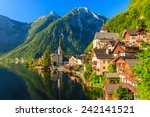 Famous Hallstatt mountain village and alpine lake, Austrian Alps