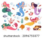 sea mermaids characters on sea... | Shutterstock .eps vector #2096753377