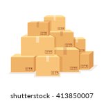 carton boxes set. vector flat... | Shutterstock .eps vector #413850007