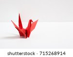 Origami Red Bird Paper On White ...