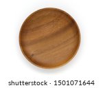 Wooden plate isolated on white background.walnut wood.closeup.top view.