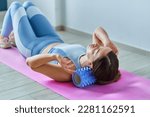 Roller for self neck massage and stretching up muscle 
