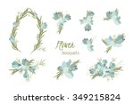 floral crocus retro vintage... | Shutterstock .eps vector #349215824