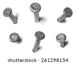 Set of metal nail head isolated ...