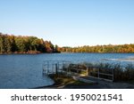 Spectacular Autumn Day on Lake at Promised Land State Park in Pennsylvania
