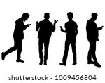  silhouette of guy with phone... | Shutterstock .eps vector #1009456804