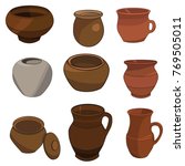 Isolated Clay Pots Set