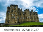 Small photo of Medieval stone castle in England. English castle. Old castle in England. Medieval castle exterior