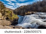 Small photo of River rapids of the wild river. Wild river rapids. River rapids in forest. Forest river rapids