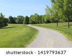 Trail for Hiking, Biking, Running and Other Recrational Activities at Longview Lake in Jackson County, Missouri in Spring Time at 1.6 Mile Marker