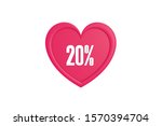20 percent in pink color heart... | Shutterstock . vector #1570394704