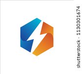 thunder in hexagon shape logo... | Shutterstock .eps vector #1130301674