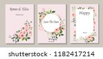 set of cards with flowers ... | Shutterstock .eps vector #1182417214
