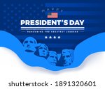 Happy Presidents Day card with Rushmore four presidents background and lettering "Happy President