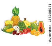 set of high vitamic c tropical... | Shutterstock .eps vector #1592688391