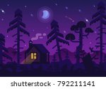 night forest under the moon.... | Shutterstock .eps vector #792211141