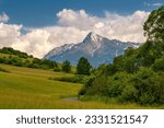Amazing mountain landscape Krivan peak (2494m) symbol of Slovakia in High Tatras mountains, Slovakia. The beauty of the landscape under the mountain peaks
