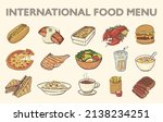 famous international food retro ... | Shutterstock .eps vector #2138234251