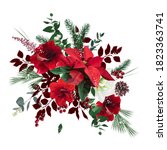 Merry Christmas Floral Vector...
