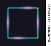 neon square frame  blue and... | Shutterstock .eps vector #1695841984