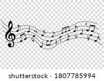 music notes  symbols on wavy... | Shutterstock .eps vector #1807785994