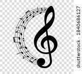 music notes and treble clef ... | Shutterstock .eps vector #1840686127