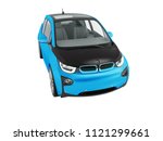 modern blue electric car with... | Shutterstock . vector #1121299661