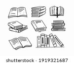 hand drawn books doodle set.... | Shutterstock .eps vector #1919321687