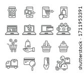 shopping online flat icon set | Shutterstock .eps vector #1711953391