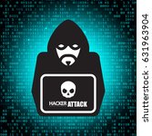 ddos attack. hacker icon with... | Shutterstock .eps vector #631963904