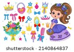 little princess in a purple... | Shutterstock .eps vector #2140864837