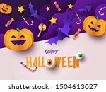 happy halloween greeting banner ... | Shutterstock .eps vector #1504613027