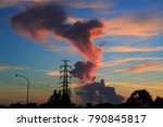 Small photo of terrible colorful summer sunset in Japan with ill-omened cloud