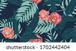 Floral Seamless Pattern  Red...