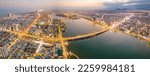 Small photo of Da Nang, Vietnam - Feb 9th 2023: Aerial view of Da Nang city at sunset which is a very famous destination.