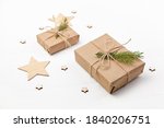 two gift boxes for new year and ... | Shutterstock . vector #1840206751