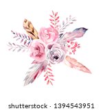 watercolor bouquet. boho style. ... | Shutterstock . vector #1394543951