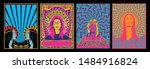 hippie women  psychedelic... | Shutterstock .eps vector #1484916824
