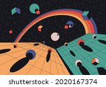 1980s style abstract space... | Shutterstock .eps vector #2020167374