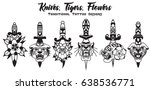 vector knives  tigers  flowers. ... | Shutterstock .eps vector #638536771