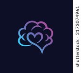 Brain Love Logo With Simple...