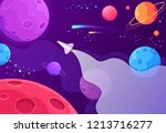 spaceship travel to the new... | Shutterstock .eps vector #1213716277