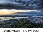 The sunset view and the Mokpo city over the Yudalsan mountain located in Mokpo, South Korea. Taken right after the monsoon season