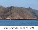 Small photo of Andong Sunseong susang waterway floating trail. Famous floating waterway built on Andong lake in South Korea