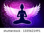 meditating woman with wings in... | Shutterstock .eps vector #1335621491