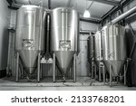Small photo of brewery metal structures in the premises for the production of beer